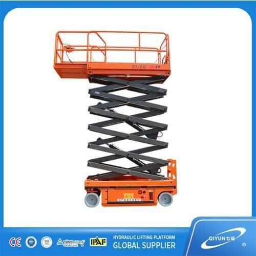 Qiyun CE ISO Hydraulic Platform Aerial Work Mobile Self propelled Electric Automatic Scissor Lift with extended platform DC