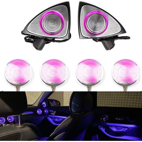 Car Interior Ambient Light 3D Rotary Tweeter Speaker Door Speaker Cover LED Ambient Light For Mercedes-Benz C W205 GLC X253