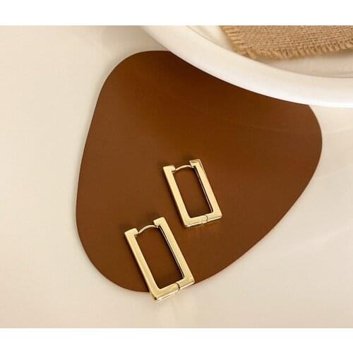 SRCOI Fashion Design Geometric Square Buckle Earring Simple Metal Elegant Dangle Earring Women Party Anniversary Jewelry Gift