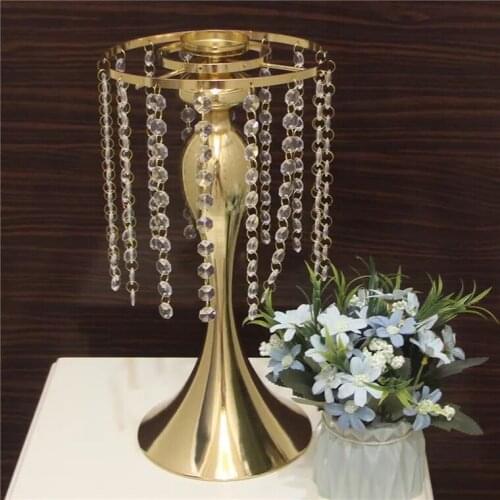 Wedding Crystal Decorations Table Centerpiece Flower Stand Tabletop Chandeliers Gold Vase Rack 40cm Tall