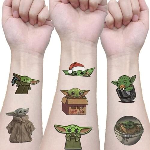 Yoda Tattoo Sticker Childrens Birthday Party Decoration Sticker Action Figure Baby Yoda Sticker Cartoon Kids Gift