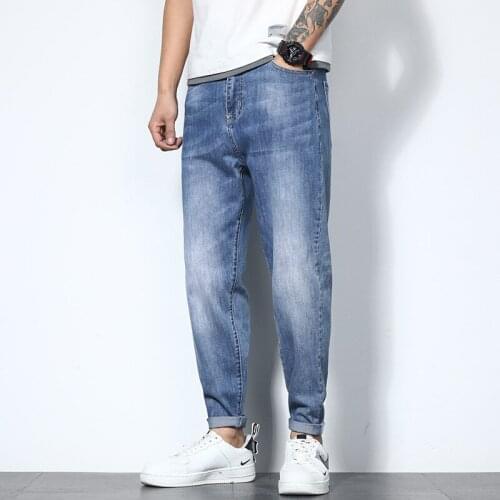 High qualiy mens oversized jeans acid wash denim casual trousers plus size pants