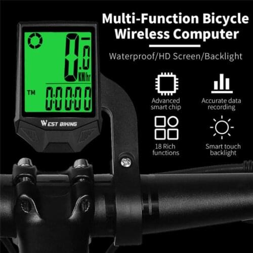 WEST BIKING Bicycle Handlebar Computer Wired Wireless Waterproof Luminous Speedometer MTB Bike Code Table Bicycle Accessories