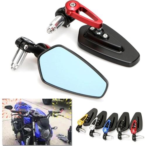 1 Pair 7/8" 22mm Universal for Honda Street Sport Bike Motorcycle Handlebar End Rearview Side Mirror Aluminum Reflector Mirror