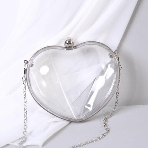 Women Acrylic Clear Purse Cute Transparent Crossbody Bag Heart Shape Handbags Evening Clutch Events