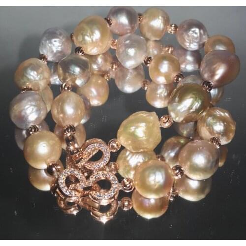 Silver 925 jewelry Natural 10-12mm Baroque big Pearl Bracelet Fashion rose gold bracelets For women Free shipping