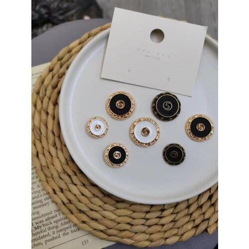 10Pcs Hollow Metal Button Black Sliver Gold Buttons Round Decorative Button For Clothes Sewing Accessories DIY Crafts