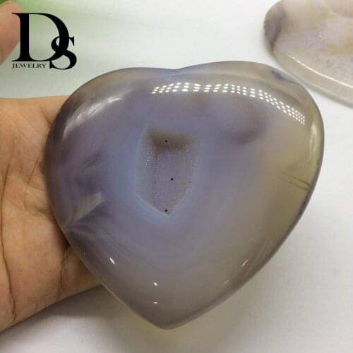 10cm Natural Agate Jade Geode Heart Figurine Drusy Cluster Crystal Carnelian Quartz Mineral Specimen Lover Gifts Madagascar