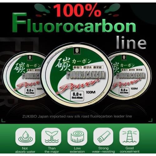 100% Fluorocarbon 100M Fishing Line Japan Carbon Fiber Leader Line Fly Fishing Line Transparent Wear-Resistant Fishing Rope