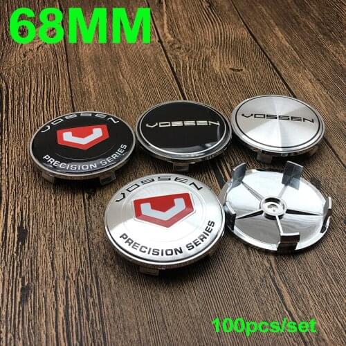 100PCS Car Logo Chrome For Vossen 68MM PVC Wheel Center Caps Auto Accessory Emblem Wheels Rim Badge Covers 6.8CM 65mm Sticker