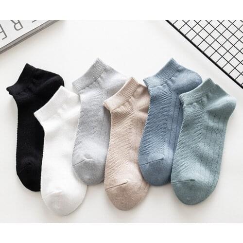 12 Pairs/Lot Solid Color Mens Socks Mesh Breathable Soft Cotton Short Socks Homme Fashion Versatile Male Boat Sock High Quality