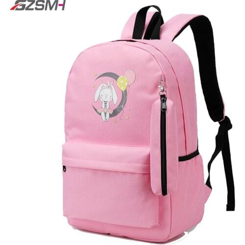2pcs Kawaii Backpack School Bags Girl Waterproof Capacity Bookbag for Primary School Supplies Student Teenagers with Pencil Case