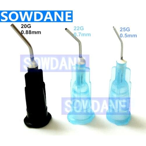 200 Pcs Dental Bent Needle Tip Dental Composite Resin Rinse Elbow Black 20 G/22G/25G Dental Disposable Materials