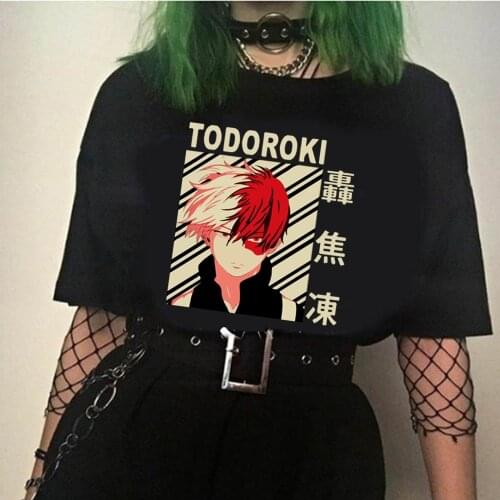 2020 Anime My Hero Academia Unisex T Shirt Harajuku Shoto Todoroki T-Shirt Streetwear Summer Tops Tees T-shirt Oversized Hip Hop