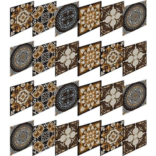 24pcs Backsplash Tile Stickers Peel Stick Wall Sticker Waterproof Removable Floor Stair Decals for Bathroom Kitchen
