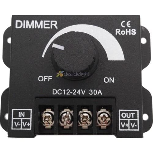30A LED Dimmer DC 12V 24V 360W Adjustable Brightness Lamp Bulb Strip Driver Single Color Light Power Supply Controller