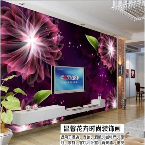 Beibehang 3d wallpaper Custom 3D Purple Floral Aesthetic Modern 3d Living Room Background Wall Decorative Painting Wallpaper