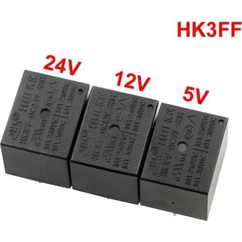 5Pcs HK3FF-DC5V-SHG HK3FF-DC12V-SHG HK3FF-DC24V-SHG Volt Power Relay DC 5V 12V 24V 10A 5 Pins 5-Pin DIP5 Black HK3FF *FD881-883