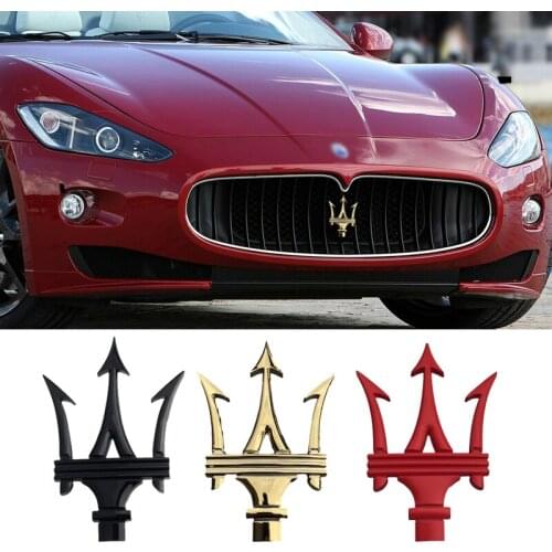 Car Front Grille Badge Emblem For Maserati Levante Trident Ghibli Quattroporte Cinquettroporte Granturismo Logo Auto Accessories