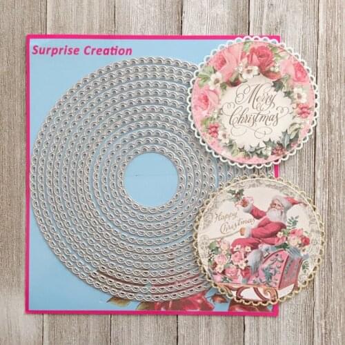 Large Cutting Dies Lace Edge Circle Scrapbook Cardmaking DIY Paper Craft Metal Stencil