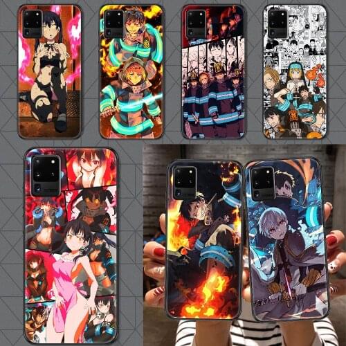 Anime Fire Force Shinra Kusakabe Phone case For Samsung Galaxy Note 4 8 9 10 20 S8 S9 S10 S10E S20 Plus UITRA Ultra black 3D