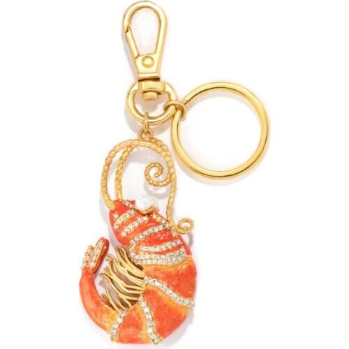 Enamel Personality Trend Taste Prawn Keychain Pendant Creative Gift Small Pendant Men and Women Car Decoration Bag Accessories