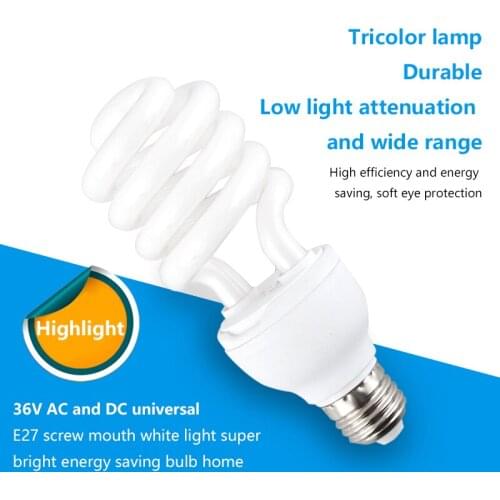 Energy-saving Light Bulbs LED DC Battery Lamp E27 Screw Energy-saving Bulb 36v AC And DC Universal Tricolor Base Lamp 20/30/40W