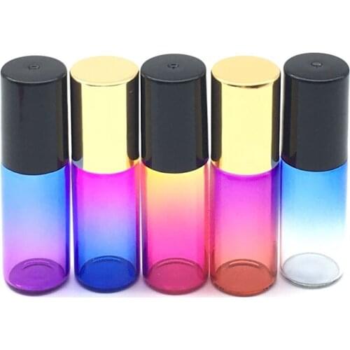1pcs 5ml Roll Glass Perfume Bottle Gradient Colorful Perfume Sample Empty Roller on Ball Glass Essential Oil Bottle