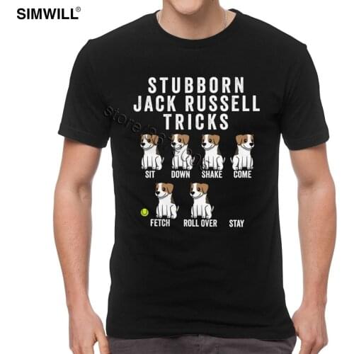 Retro Stubborn Jack Russell Terrier Tricks T-Shirt Novelty Puppy Cotton Tee Men Short Sleeve Funny Design Dogs Training T shirt