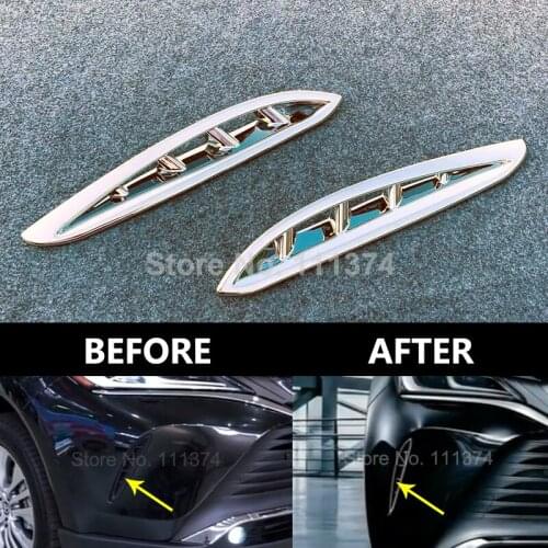 Chrome Car Front Fog Light Vents Decor Cover Trim For Toyota Harrier Venza 2020 2021 Car Exterior Refit Car Styling Accessories