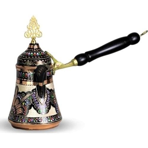 Morya Copper Turkish Coffee Pot Mocha Espresso Latte Ewer Vintage Jazzva Briki Coffee Pot Kettle Drink Tool Cafetiere Stovetop 500ml