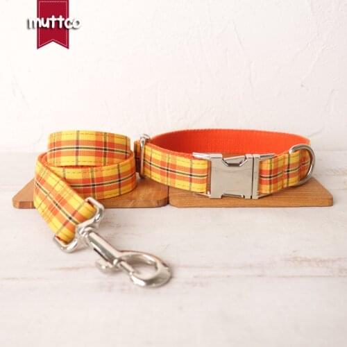 MUTTCO retailing self-design dog collar CHEESE PLAID comforable poly satin and nylon 5 sizes dog collar UDC098