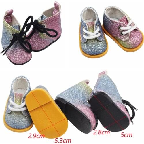 New Rainbow Colors Soft Leather Doll Shoes 5cm For 14.5 inch Dolls & 20cm EXO Stardolls & 32-34Cm Paola Reina Girls Gift