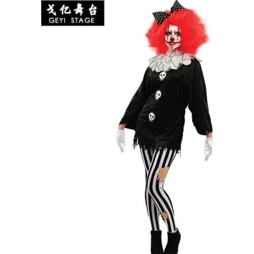 New Umorden Halloween Adult Funny Circus Clown Costume Naughty Harlequin Uniform Fancy Dress Cosplay Clothing for Men Women