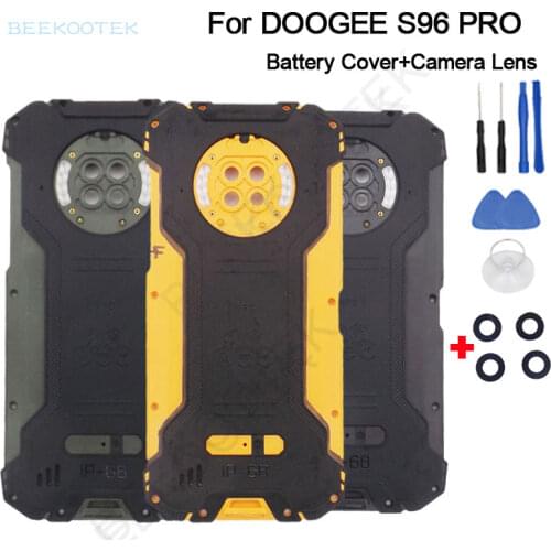 Original Phone Battery Cover Speaker Hard Bateria Back Cover Replacement Parts With Rear Camera Lens For Doogee S96 Pro Phone