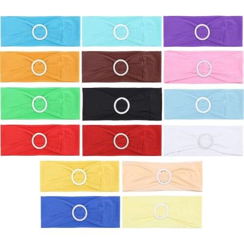 Bow Knot Spandex Chair Band Stretch Cotton Chairs Bands Spandex Cover Sashes w/Buckle For Wedding Decor Banquet Decor