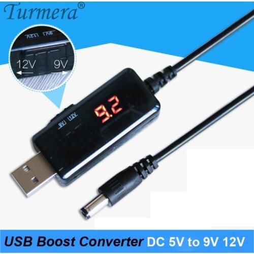 Converter USB Boost DC 5V to 9V 12V USB Step-up Converter Cable + 3.5x1.35mm Connecter For Power Bank and Supply Charger Turmera