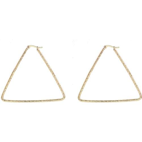 RIR Large Gold Triangle Hoop Earrings Women Jewelry Geometric Simple Minimalism Earrings In Stainless Steel