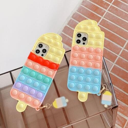 Cute Ice Lolly Ice Cream Silicon Case For iPhone 12 Pro Max 11 6 6S 7 8 Plus XR XS Max SE 2020 Cover Reliver Stress Bubble Cover