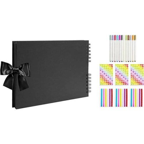 Scrapbook Photo Album with 80 Pages/40 Sheets Hardcover Craft Pages DIY Memory Books with Metallic Marker Pens
