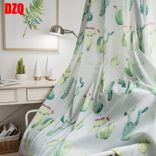 Modern Boutique Curtains for Living Dining Room Bedroom Plant Simple Polyester Cotton Printed Curtain Fabric