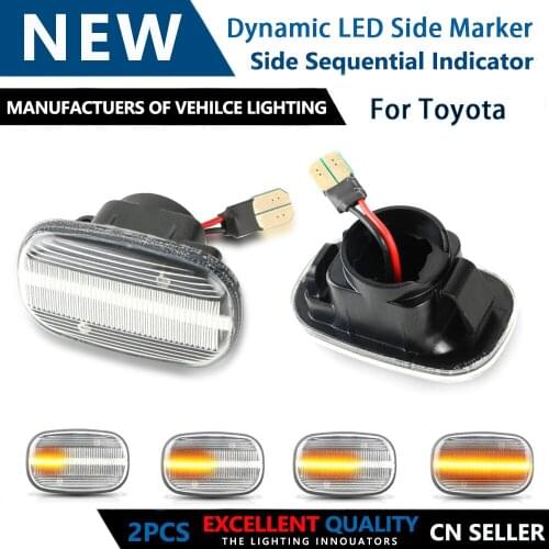 2 pcs Led Dynamic Side Marker Turn Signal Lights For Toyota Corolla Celica Caldina Camry Hilux Probox Prius Runx Vios Fielder