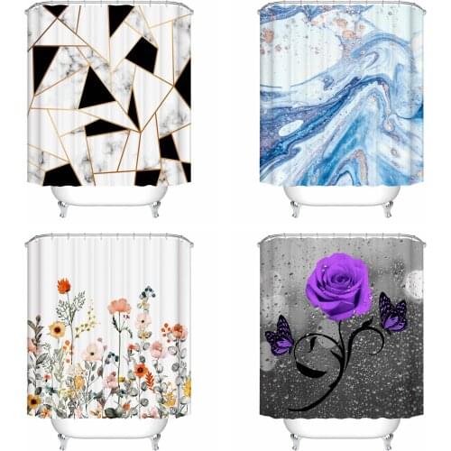 Marble pattern shower curtains curtains bathroom curtain set bathroom shower curtain floral Curtains for kitchen Bath curtain