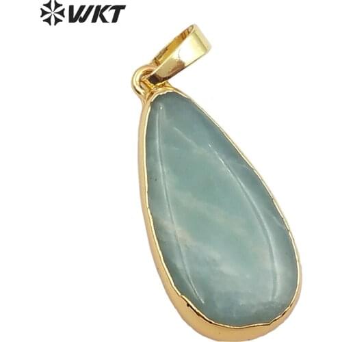 WT-P1441 WKT Water Drop Shape Pendant With Gold Color Plated Natural Grape Stone Pendant For Women Necklace Pendant