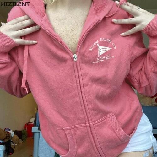 Vintage Y2K Oversized Hoodies Female Sweatshirt Zip Up Long Sleeve Aesthetic Kawaii Autumn Winter Grunge clothing Womens jacke