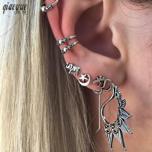 Earings Fashion Jewelry Bohemia Retro Simple Elephant, Moon, Star, Seven Sets Of Earrings Set Earrings For Women Brincos