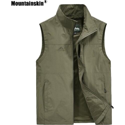 Mountainskin Mens Hiking Sleeveless Breathable 7XL Vests Spring Outdoor Sports Photography Travels Photography Waistcoat VA806