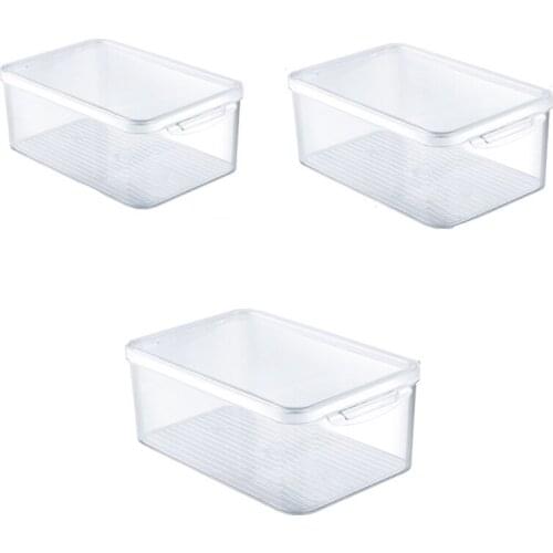 3Pcs Storage Box Egg Box Transparent Refrigerator Storage Box Food Preservation Box Drawer Type Pet Fruit Storage Box