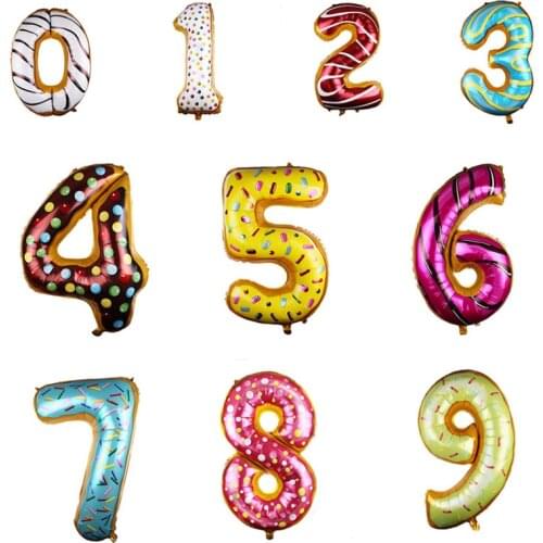 40 inch Donut Number Foil Balloons Fruit ice cream Helium balloon Birthday party decorations Kids toy Sweet Number Ballon shower
