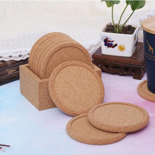 5PCS Round Cork Coaster Set Coffee Cup Mat Table Mat Wine Coaster Restaurant Decoration Insulation Mat